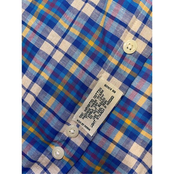 Gitman Bros Mens Size M‎ Blue Plaid Long Sleeve Button Down Shirt - Picture 4 of 6